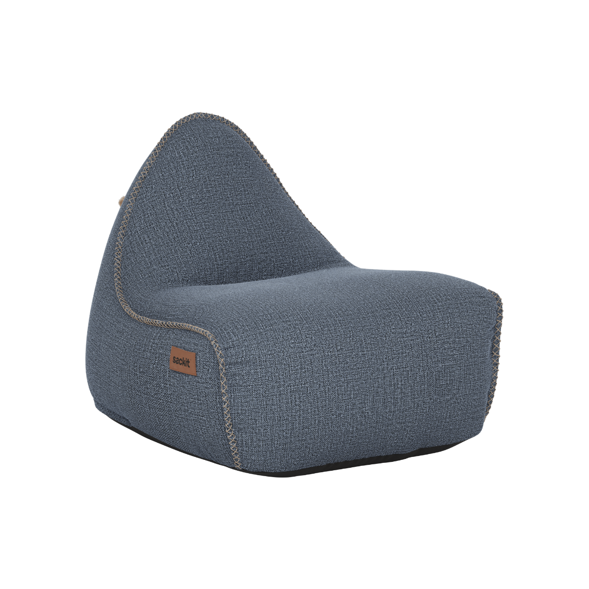 Cobana Lounge Chair sakkosekk i Kirra Indigo med ryggstøtte, innendørs og utendørs bruk.