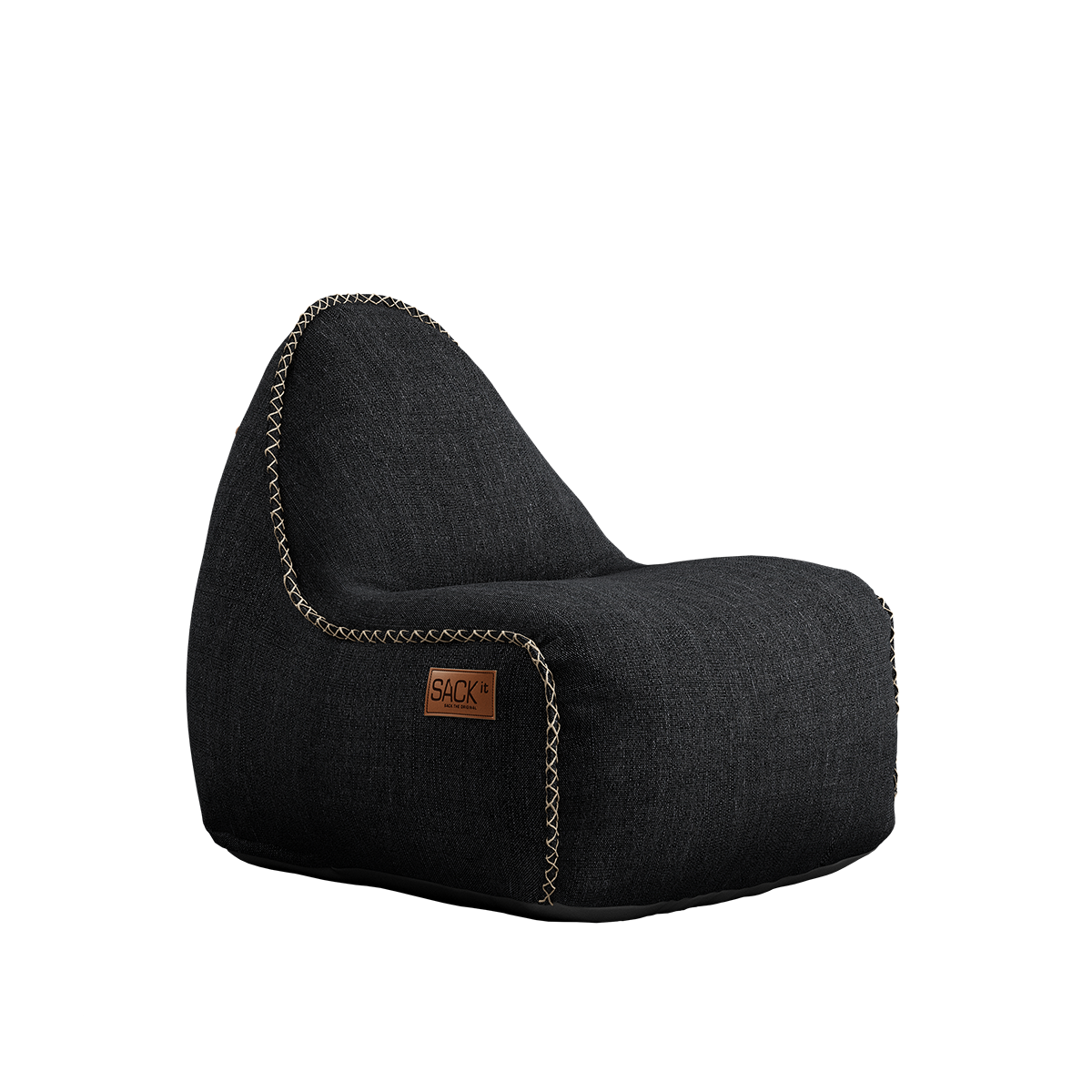 Cobana Junior Lounge Chair i svart, vannavstøtende barne-sakkosekk med rund form og mykt materiale.