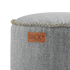 Rund Cobana Pouf i grått vannavstøtende stoff med håndsydde sømmer.