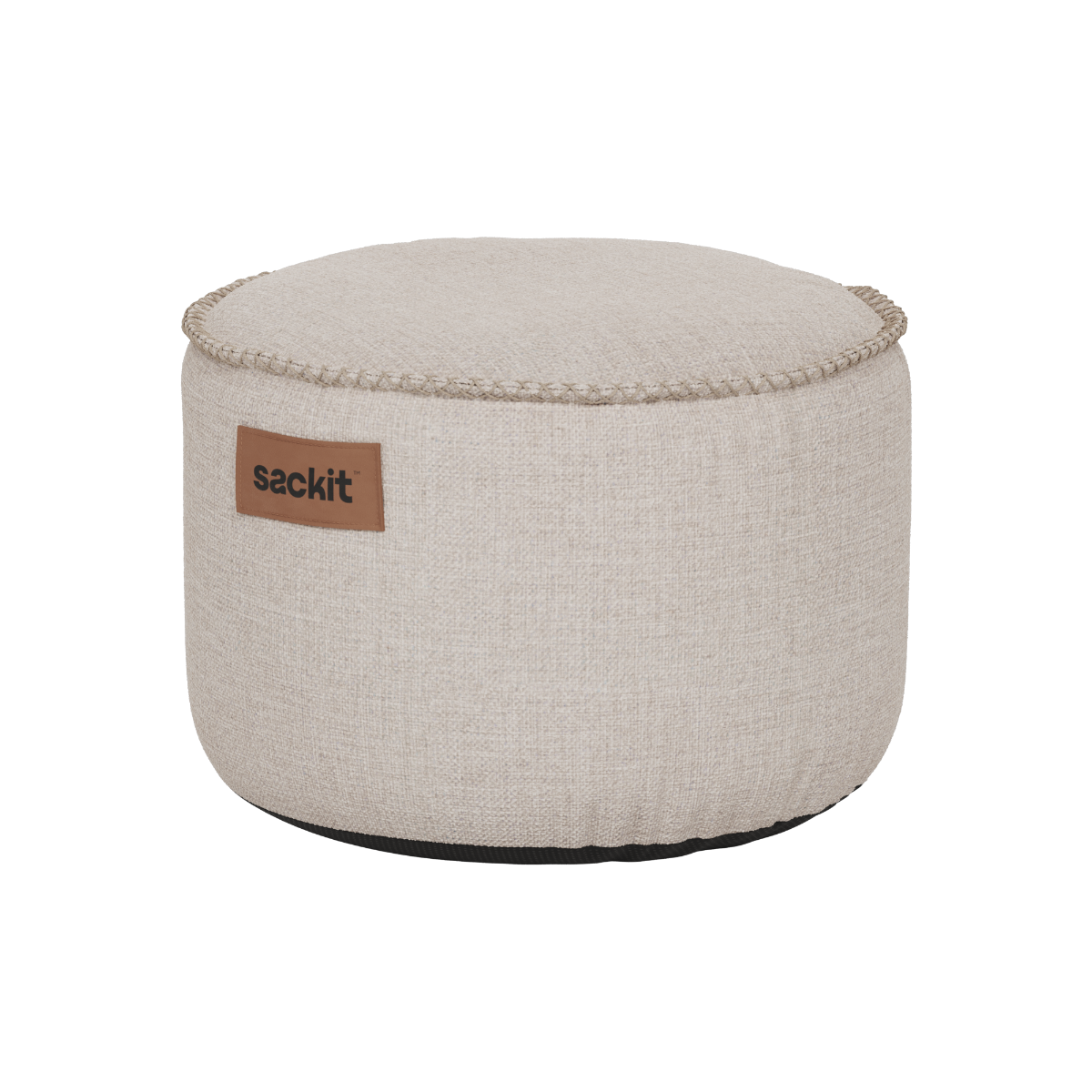 Kirra Sand Cobana Pouf i rund form med vannavstøtende stoff, brukt som puff eller fotskammel.