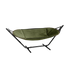 Cobana Hammock hengekøye i Kirra Olive med svart aluminiumstativ, utendørs tekstil og ramme.