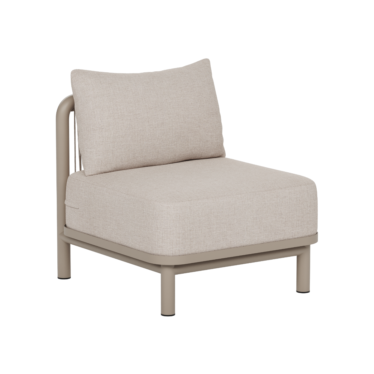Beige sete til modulær loungesofa med myk sittepute og ryggpute på en slank ramme fra sackit for moderne uterom