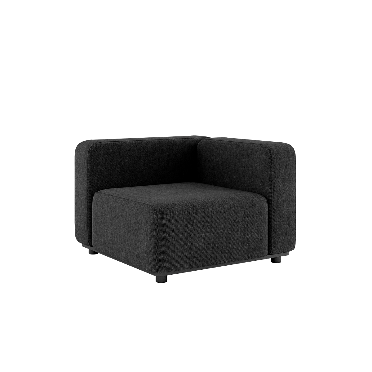 Hjørnemodul av Cobana Lounge Sofa i svart med pulverlakkert aluminiumsramme og tekstil.
