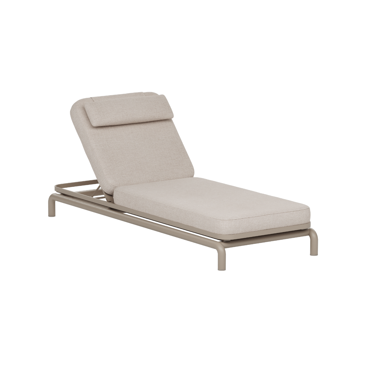 Elegant solseng fra sackit med justerbar ryggstøtte og myke tekstiler på solid metallramme for komfortable stunder utendørs i nordisk design
