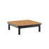 Kirra Side Table i svart med pulverlakkert aluminium og teak bordplate, utendørs sofabord.