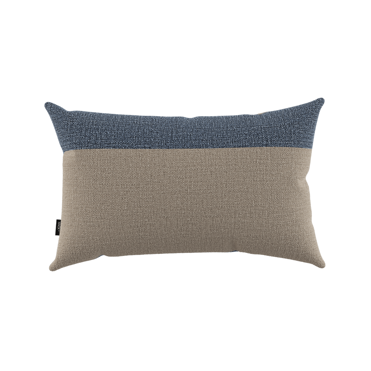 Tide Cushion pyntepute i sand og indigo med avtagbart trekk for utendørs bruk.