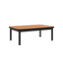 Kirra Coffee Table i svart pulverlakkert aluminium med teak bordplate, utendørs sofabord uten tilbehør.