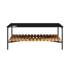 Utendørs sofabord i sort pulverlakkert aluminium med teak bordplate, 113x70 cm, uten accessory fit.