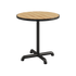 Kirra Café Table i pulverlakkert aluminium med ubehandlet teaktre i fargen Noir, rundt utendørsbord.