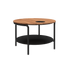 Rundt Patio Coffee Table i svart pulverlakkert aluminium med teak bordplate og Accessory Fit.