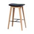 Nordic Bar Stool in 73 cm height with Luna Carbon leather seat and oak wood frame