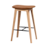Nordic Bar Stool in Terra Safari leather with 73 cm height and oak wood frame