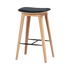 Nordic Bar Stool 73 cm in Terra Black leather with oak wood and matching dark stitches.