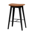 Nordic Bar Stool 73 cm høyde i Terra Safari skinn med svartbeiset eik og stålfotstøtte