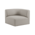 Fjord Sofa hjørneseksjon venstre i elfenbensfarget tekstil med myke, avrundede kanter.