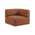 Fjord Sofa hjørneseksjon venstre i myk Cosmo Terracotta farge med avrundede kanter og tekstiltrekk.