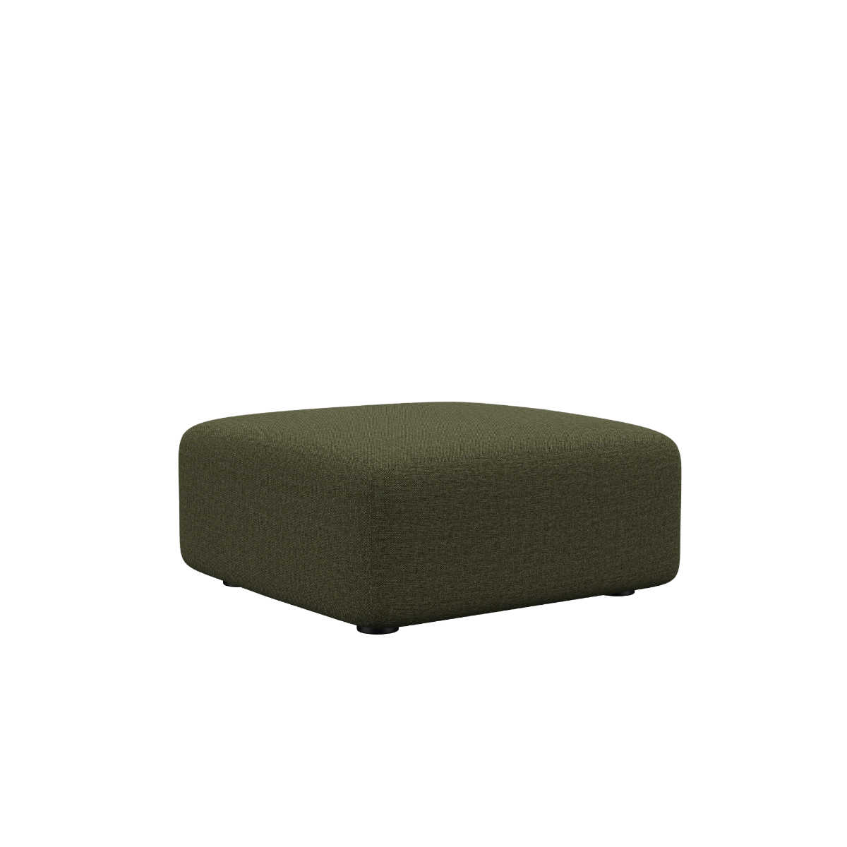 Fjord Sofa pouf i myk Cosmo Olive tekstil med rundet, organisk form og skandinavisk design.
