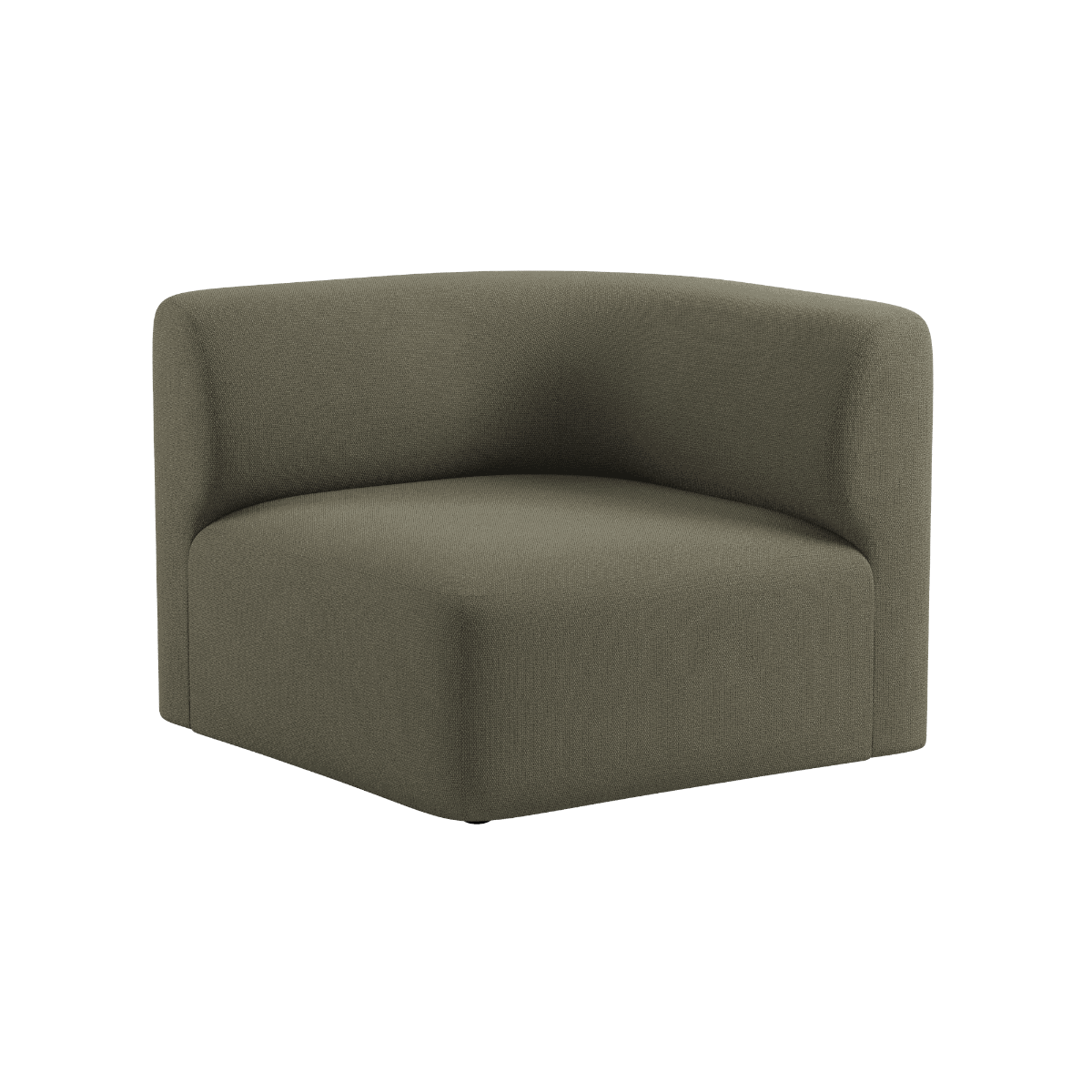 Fjord Sofa hjørnedel venstre i grønn Cosmo Olive tekstil med myke avrundede kanter og modulært design.
