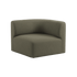 Fjord Sofa hjørnedel venstre i grønn Cosmo Olive tekstil med myke avrundede kanter og modulært design.