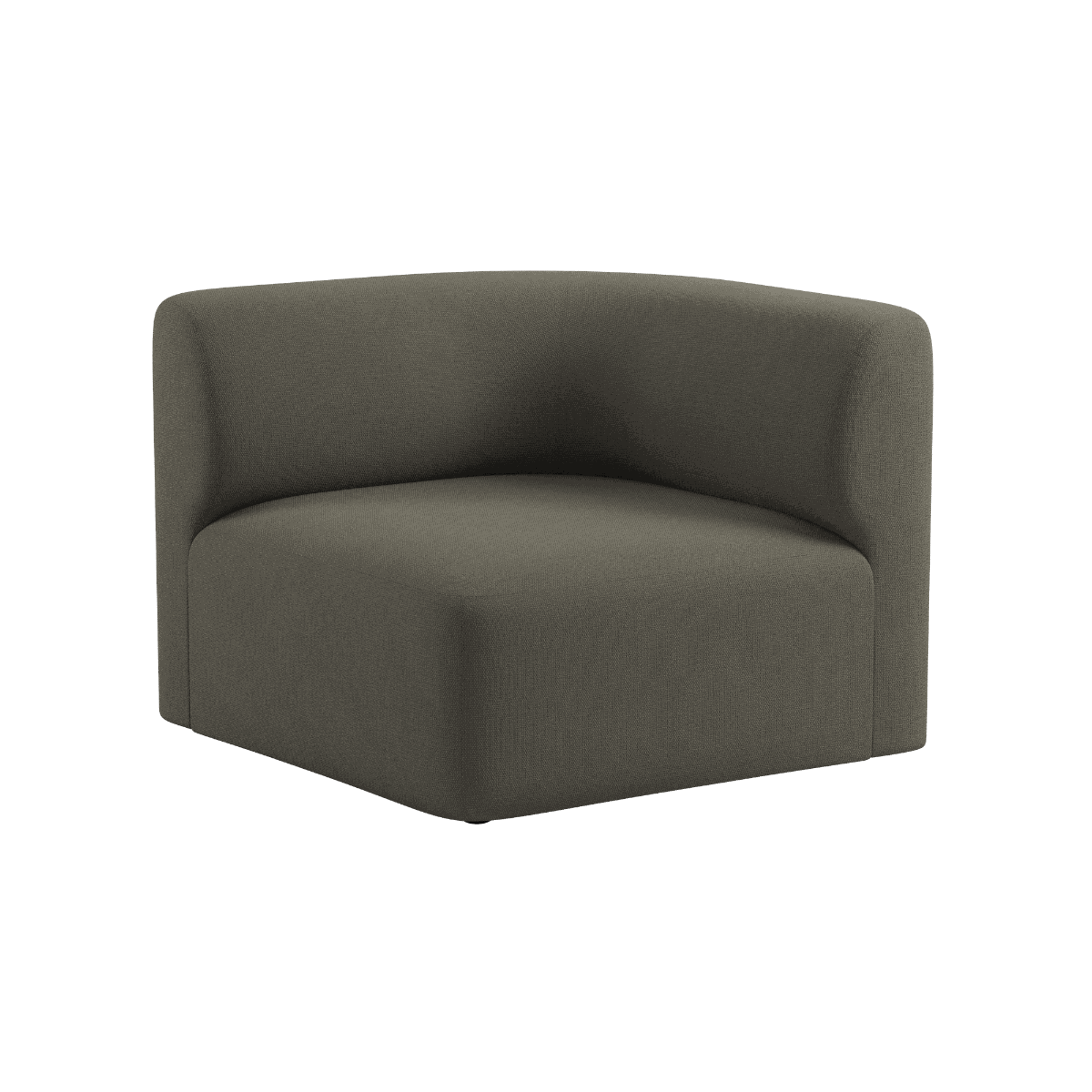 Fjord Sofa hjørneseksjon venstre i myk Cosmo Stone farge med avrundede kanter og tekstiltrekk.