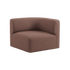 Fjord Sofa hjørnedel venstre i myk Cosmo Clay tekstil med avrundede kanter og skandinavisk design