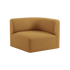Fjord Sofa hjørneseksjon høyre i myk Cosmo Mustard tekstil med avrundede kanter og modulært design.