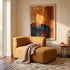 Fjord Sofa med høyre chaise i Cosmo Mustard farge, myke linjer og skandinavisk design.