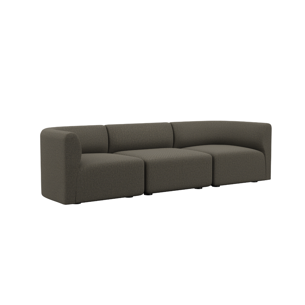 Fjord Sofa 3-seter i brun Sealife tekstil uten puff med myke, avrundede kanter og skandinavisk design.