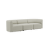 Fjord Sofa 3-seter i beige stoff uten puff med myke, avrundede kanter og skandinavisk design.