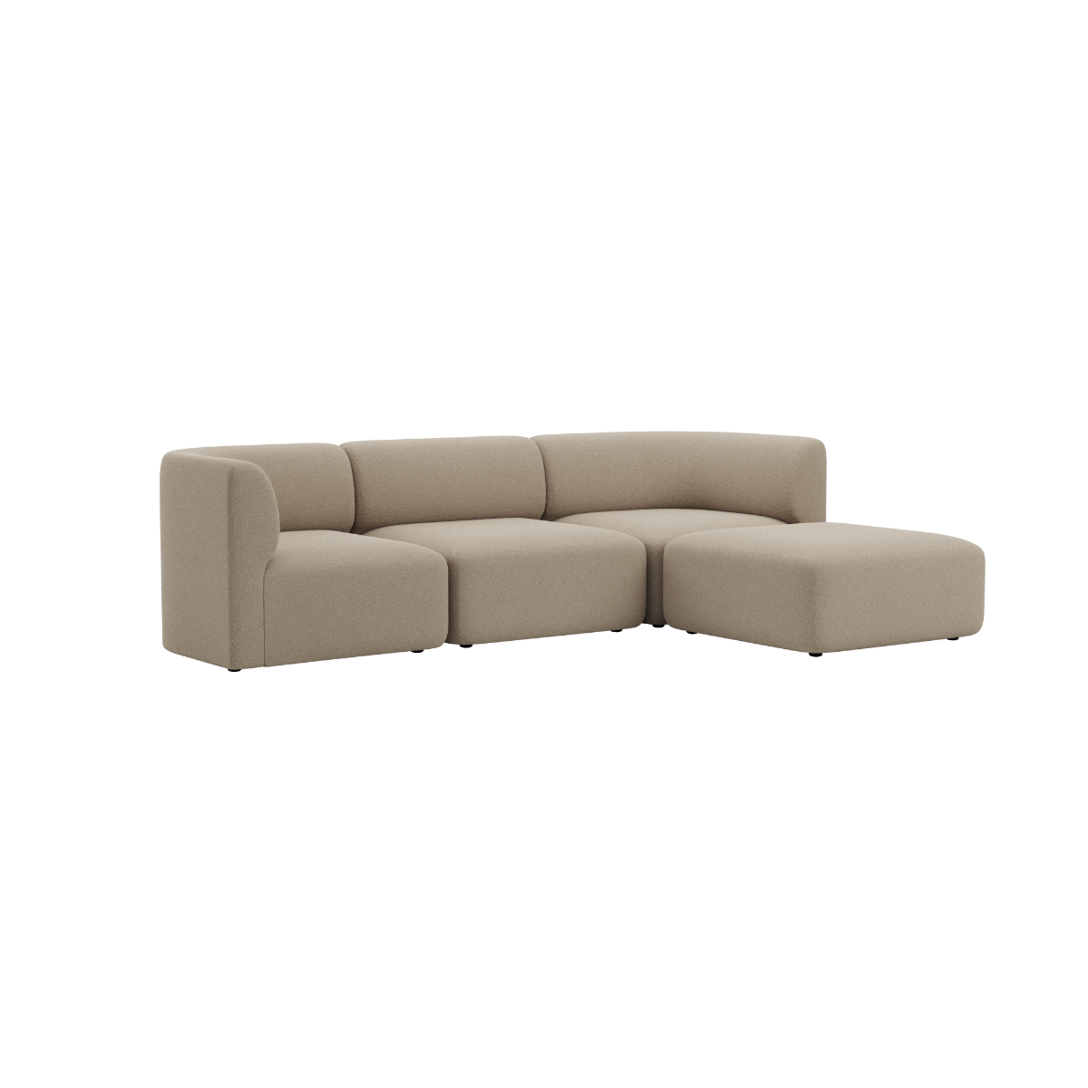 Beige Fjord sofa med tre sitteplasser og avrundede former, et elegant skandinavisk møbel fra sackit for komfortable stunder i hjemmet