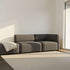 Fjord Sofa toseter med åpen ende i brun Sealife tekstil, skandinavisk design med myke linjer.