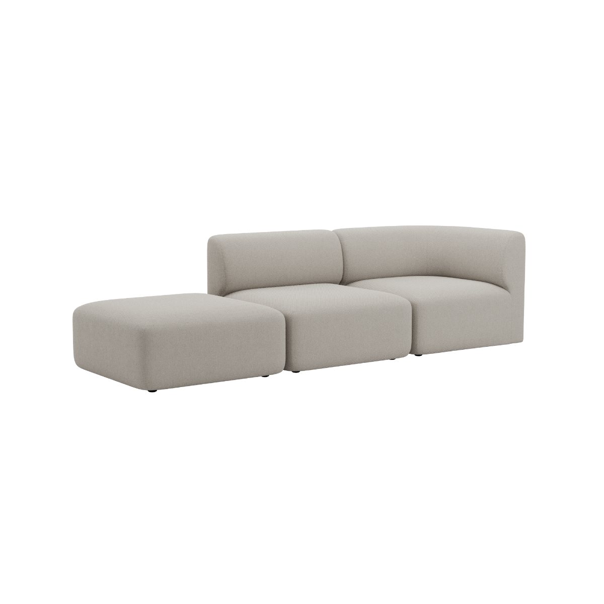 Lys beige Fjord sofa fra sackit med to sitteplasser og åpen ende. Avrundede former og rolig skandinavisk design for moderne hjem