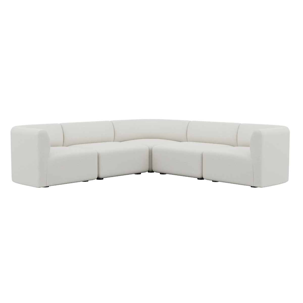 Fjord Sofa hjørnesofa i elfenbensfarget tekstil med myke, avrundede kanter og modulær design.