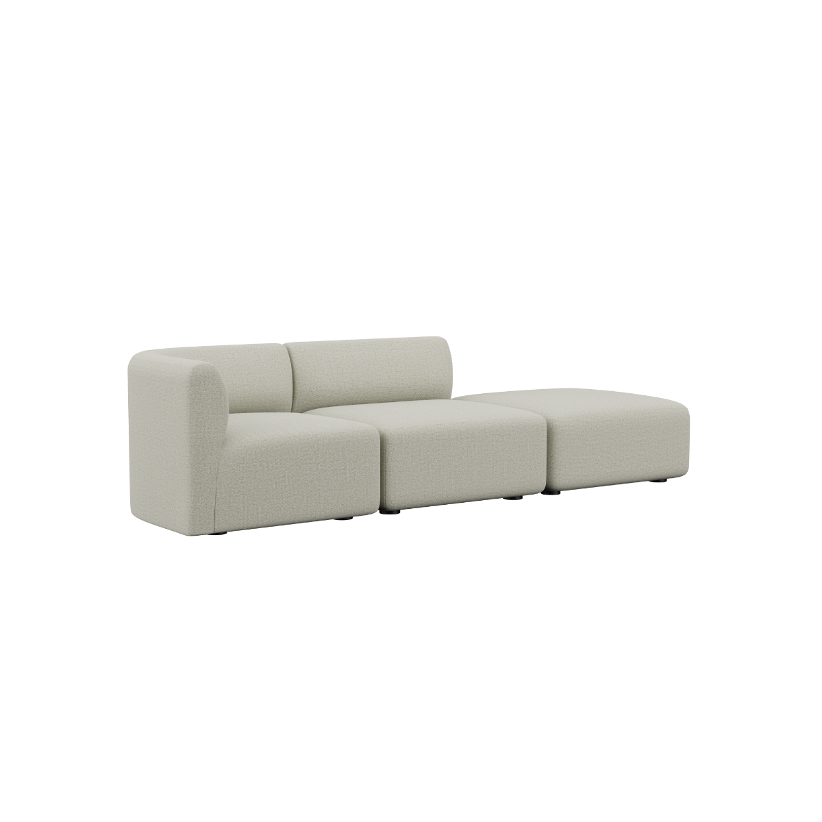 Fjord Sofa 2-seter med høyre åpen ende i beige tekstil med myke, avrundede kanter.