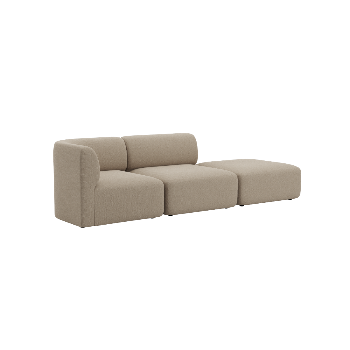Beige Fjord sofa fra sackit med to sitteplasser og åpen ende, myke avrundede former og et rolig skandinavisk uttrykk for moderne hjem