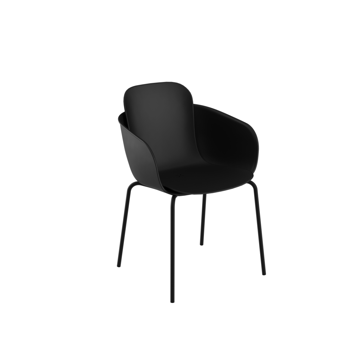 Patio Chair no. One S2 utendørs spisestol i svart resirkulert plast med svart pulverlakkert stålramme