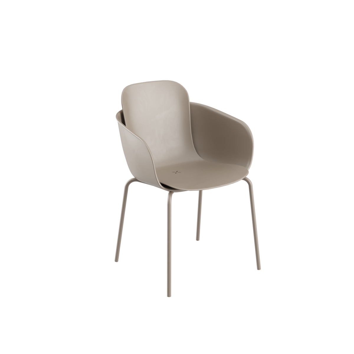 Patio Chair no. One S2 i taupe farge med pulverlakkert stålramme, utendørs spisestol.