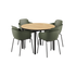 Rundt Kirra Dining Table Ø110 med keramisk bordplate og fire Patio Chair no. One S2 i olive og noir farger.