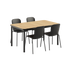 Kirra Dining Table 150x90 med svart Patio Chair no. One S1-stoler i svart, utendørs spisebordsett.