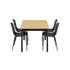 Kirra Dining Table 150x90 med Noir Patio Chair no. One S1 stoler i svart aluminium og teak.