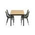Kirra Dining Table 150x90 med keramisk bordplate og fire Noir Patio Chair no. One S1 stoler i Noir farge.
