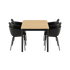 Kirra Dining Table 150x90 med svart Patio Chair no. One S1-stoler i svart, utendørs spisebordsett.