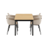 Kirra Dining Table 150x90 med svart Patio Chair no. One S1 stoler i svart, utendørs spisebordsett.
