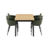 Kirra Dining Table 150x90 med svart Patio Chair no. One S1-stoler i svart, utendørs spisebordsett.
