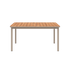 Kirra Dining Table 150x90 i taupe pulverlakkert aluminium med ubehandlet teakplate, utendørs spisebord.