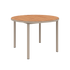 Kirra Dining Table Ø110 i taupe pulverlakkert aluminium med ubehandlet teakplate, rundt utendørsbord.