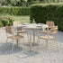 Kirra Patio Chair i taupe med pulverlakkert aluminium og ubehandlet teaktre, utendørs hagestol.
