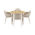 Rundt Kirra Dining Table Ø110 i taupe med fire Patio Chair no. One S2 stoler i taupe utendørs.