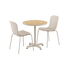 Kirra Café Table taupe med to Patio Chair no. One S1 i taupe, utendørs spisebord og stoler i moderne design.