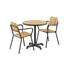Kirra Café Table and 2 Kirra Patio Chairs in black with teak details, outdoor dining set.